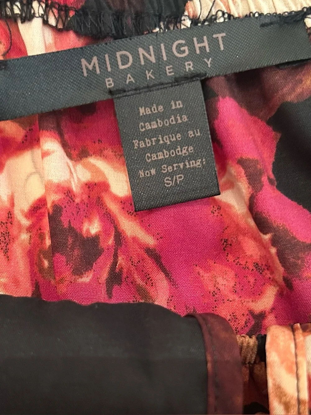 NWT Midnight Bakery (Nordstrom brand) Black Floral Chemise Slip Size S